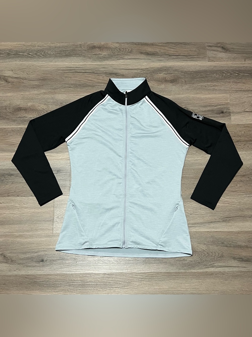 FootJoy Women's Medium Jacket Gray Black Full Zip Pockets Hounds Ear Club Golf